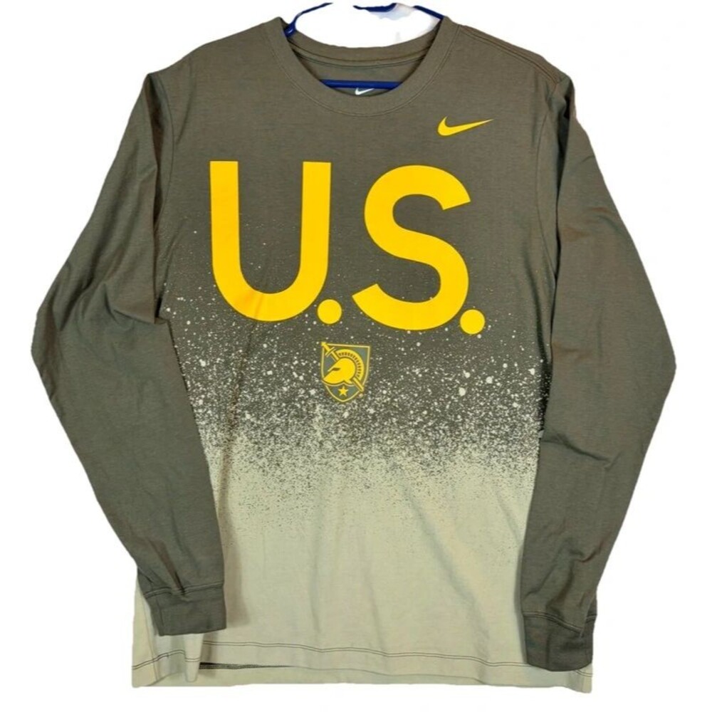 Nike Core L/S Crewneck T-Shirt US Army Graphic Logo Olive Green Men’s Large